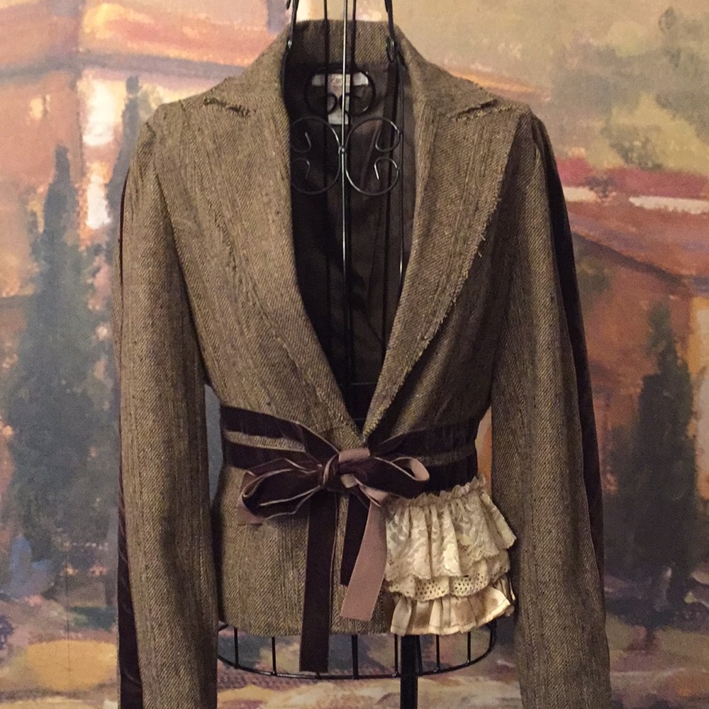 Zoe D. Raw Edge Tweed Blazer